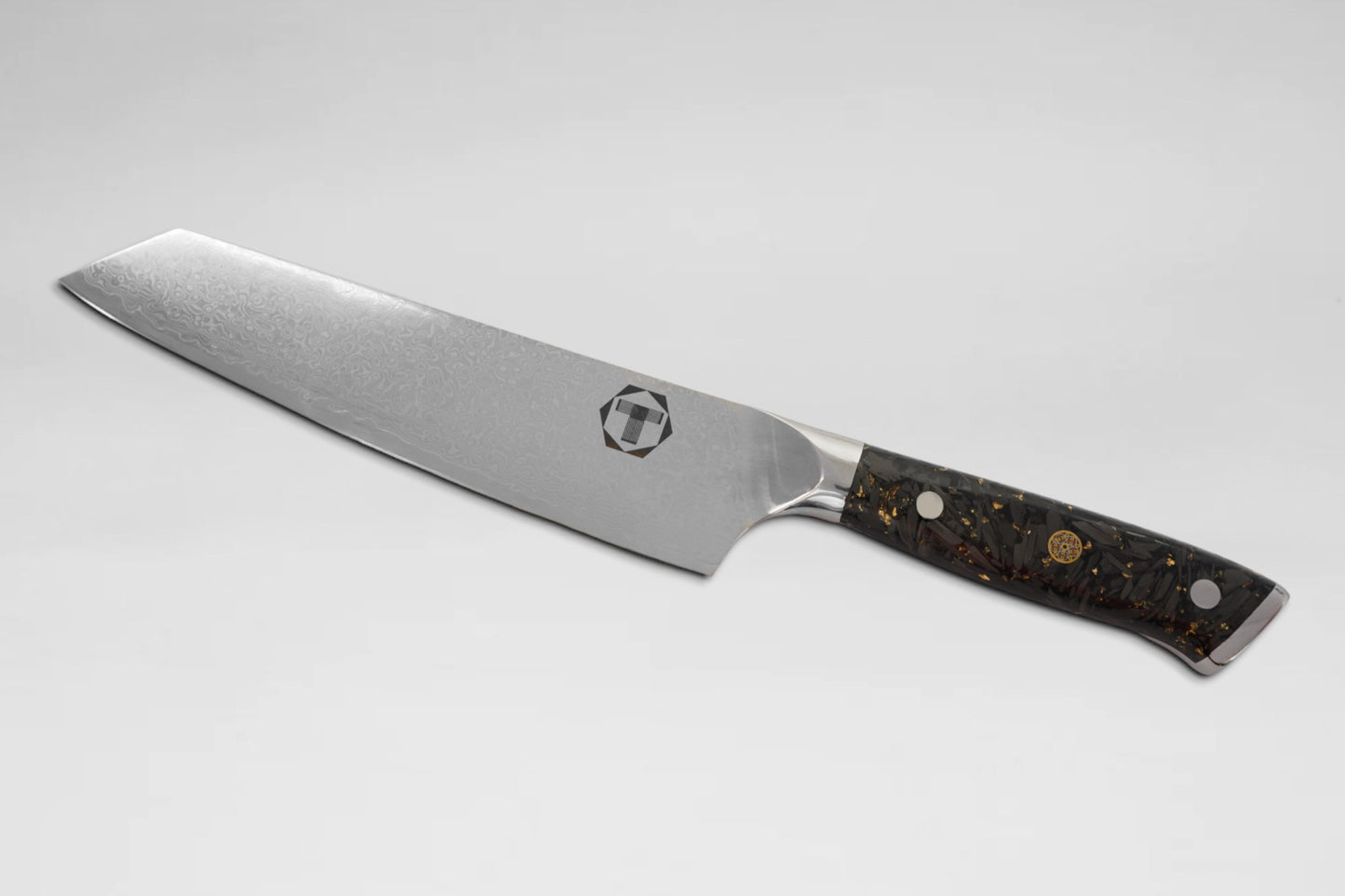 Kiritsuku Knife From Damascus Steel with Carbon Fiber Handle