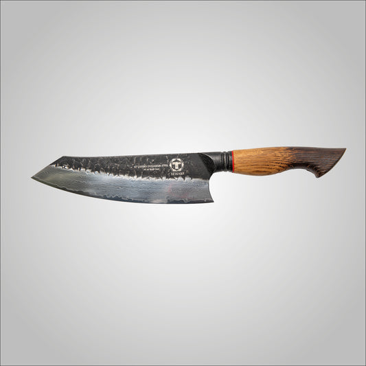 Feuereiche - Scharf Messer -  - Santoku - Damastmesser - Damaststahl