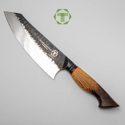 Feuereiche - Scharf Messer -  - Santoku - Damastmesser - Damaststahl